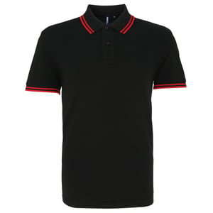 Asquith & Fox Herren Classic Fit Tipped Polo Shirt (Schwarz/Rot)