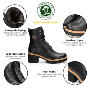 Panama Jack Damen-Stiefeletten Padma B11 aus schwarzem Leder