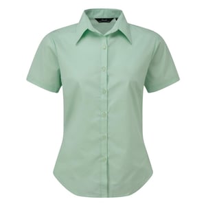 Premier Damen Kurzarm Popeline Bluse / Arbeitshemd (Wasserblau)