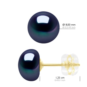 Ohrringe aus Gelbgold – echte Süßwasser-Zuchtperlen, Knopf 8–9 mm