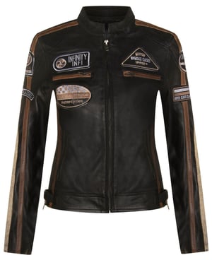 Damen-Lederjacke mit Biker-Rennabzeichen-Agadir