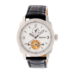 Montre automatique Heritor Helmsley semi-squelettique avec bracelet en cuir