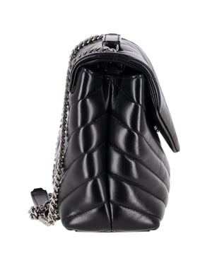 Saint Laurent Kleine Loulou Schultertasche aus schwarzem Leder