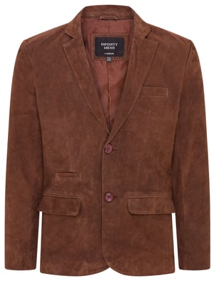 Herren Schmaler italienischer Blazer aus Ziegenwildleder in Braun - Somero