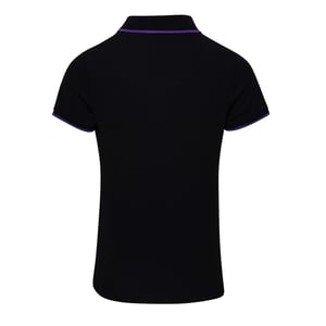 Premier Womens/Ladies Contrast Coolchecker Polo Shirt (Schwarz/Lila)