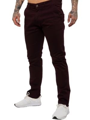 Enzo | Herren Slim Fit Stretch Chino Jeans - Burgunderrot