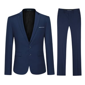 2-teiliger Slim Fit-Anzug für Herren mit zwei Knöpfen, Marineblau