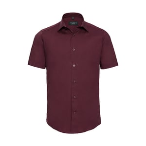 Russell Collection - Hemd für Herren kurzärmlig (Portwein)