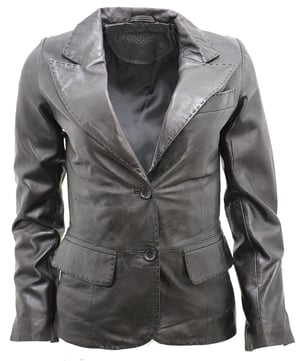 Damen-Blazerjacke aus Leder mit 2 Knöpfen – Newport