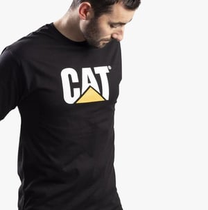 CAT MARKENLOGO Herren Baumwoll-T-Shirt Schwarz