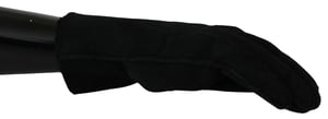 Dolce & Gabbana Herren Schwarze Leder Motorrad Biker Mitten Handschuhe