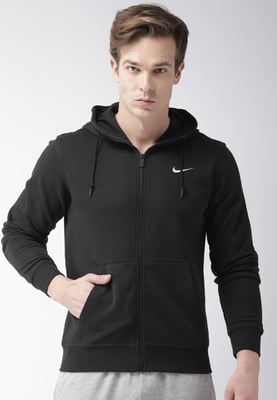 Nike Fleece Herren Zip durch Club Swoosh Hoodie In schwarz