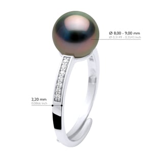 Ringschmuck - Echte Tahiti-Zuchtperle, rund 8-9 mm