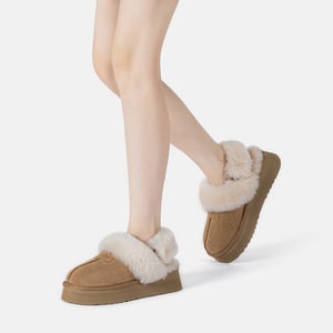 EVER AU Damen Leder Hausschuhe Mit Zwei Abnehmbaren Riemen - Fantail