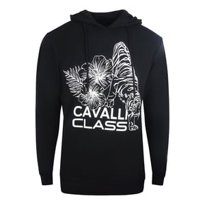 Schwarzer Cavalli Class Kapuzenpullover mit Blumenlogo
