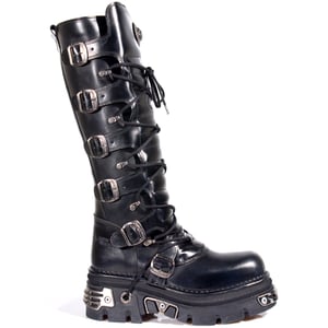 New Rock Kniehohe Gothic-Stiefel aus schwarzem Leder-272-S1