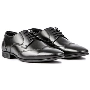 Herren Lambretta Blair Leder Flügelspitze Schuhe in Schwarz