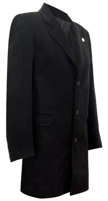 Langer Slim-Fit-Mantel aus schwarzer Wolle für Herren