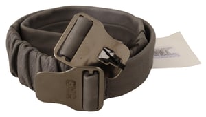 Costume National Damen Grauer Leder Gürtel mit Silberner Schnalle