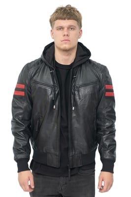 Herren Leder Kapuzen Retro Bomberjacke - Skopje