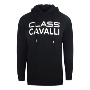 Cavalli Class Reverse Logo Schwarzer Kapuzenpullover