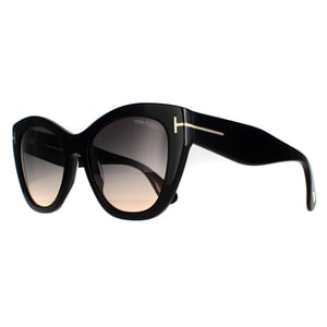 Tom Ford Cat Eye Damen glänzend schwarz rauch grau Gradient FT0940 Cara Sonnenbrille