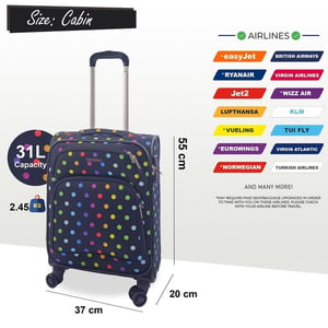 Softshell-Kabinenkoffer, 55 x 37 x 20 cm, leichtes Gepäck, geeignet für Easyjet, Ryanair