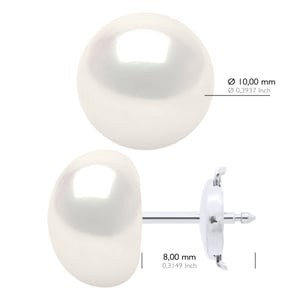 Ohrringe aus Gelbgold 375 und echten Süßwasser-Zuchtperlen, Knopfgröße 10–11 mm