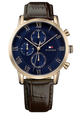 Die Tommy Hilfiger Herrenuhr ist das perfekte Geschenk, um sich selbst oder einen geliebten Menschen zu verwöhnen. Das runde Gehäuse aus Edelstahl wird von einem hochwertigen Quarzwerk im Multi-Cadrans-Stil angetrieben. Diese Dressed-Uhr hat einen Durchmesser von 44 mm. Das braune Lederarmband mit Dornschließe macht sie zu einer angenehm zu tragenden Uhr. Bei 3 bar ist diese Uhr nicht nur modisch, sondern auch langlebig und praktisch. Kaufen Sie Tommy Hilfiger Kane Herrenuhr Braun 1791399 noch heute und profitieren Sie von unserer 2-Jahres-Garantie und dem kostenlosen Versand.