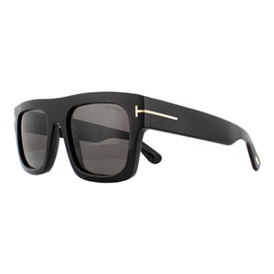 Tom Ford Square Mens Shiny Black Smoke Grey Sonnenbrille