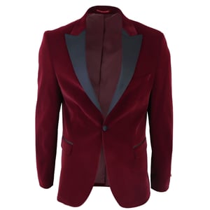 Burgunderroter Samt-Dinner-Smoking-Anzug-Blazer für Herren