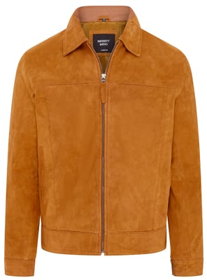 Hellbraune Retro-Harrington-Bikerjacke aus klassischem Wildleder für Herren – Bryne