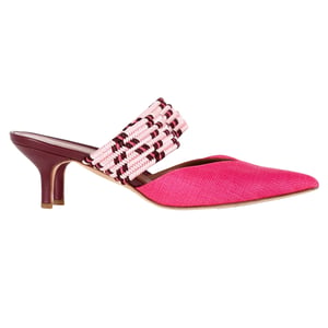 Malone Souliers Geflochtene Maisie Sandalen aus pinkem Raphia