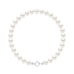 Armband aus echten Süßwasser-Zuchtperlen, halbrund, 5–6 mm