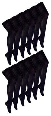 12 Paar Multipack Mädchen Schuluniform Strumpfhosen | Sock Snob | Soft & Comfy Plain Opaque Pantyhose Strumpfhosen für Kinder - Schwarz