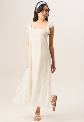 Rüschen-Maxikleid mit kurzen Ärmeln