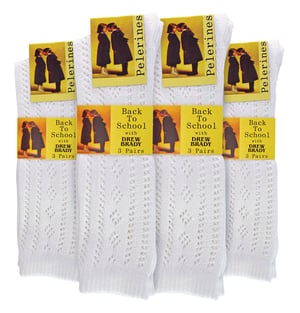 12er-Pack Mädchen Baumwollreiche Kniestrümpfe Weiß Uniform Socken - Weiß