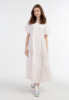Mymo Maxikleid Damen Weiss Pinkorange Punkte