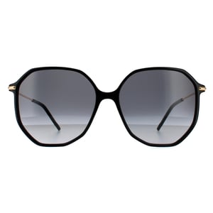 Hugo Boss Round Womens Schwarz Gold Dunkel Grau Gradient Sonnenbrille