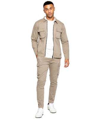 Enzo | Herren Cargo-Trainingsanzug-Set - Beige