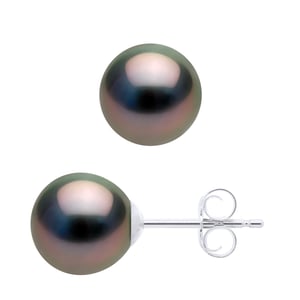 Ohrringe Weißgold 375 - echte Tahiti-Zuchtperlen halbrund 7,5-8 mm