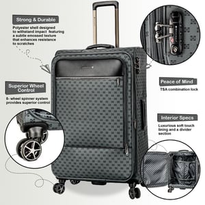 Graues erweiterbares Reisegepäck, robuster Softshell-Koffer