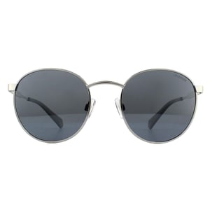 Polaroid Round Unisexe Palladium Grey Silver Mirror Polarise Lunettes de soleil