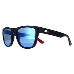 Tommy Hilfiger Square Mens Matte Blue Blue Mirror Sonnenbrillen