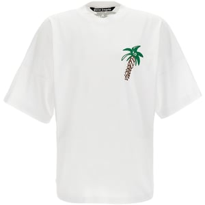 Weisses T-Shirt in ubergrosse mit skizzenhaftem Palmen-Design von Palm Angels
