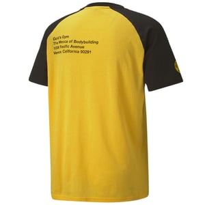 Puma x Gold's Fitnessstudio Raglan Herren gelb/schwarzes T-Shirt