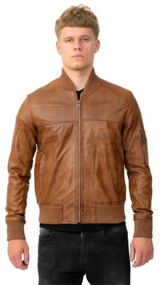 Herren Retro MA-1 Leder Bomberjacke-Arlington