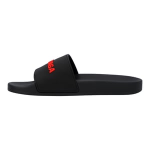 Balenciaga – Gummi-Slipper mit Logoband in Schwarz