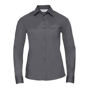 Russell Collection - Hemd Pflegeleicht für Damen Langärmlig (Grau)