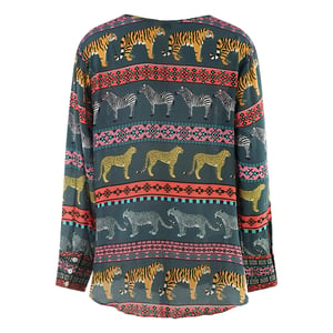 Inoa Masari Mara 1202110 Long Sleeve Grey Silk Fish Top